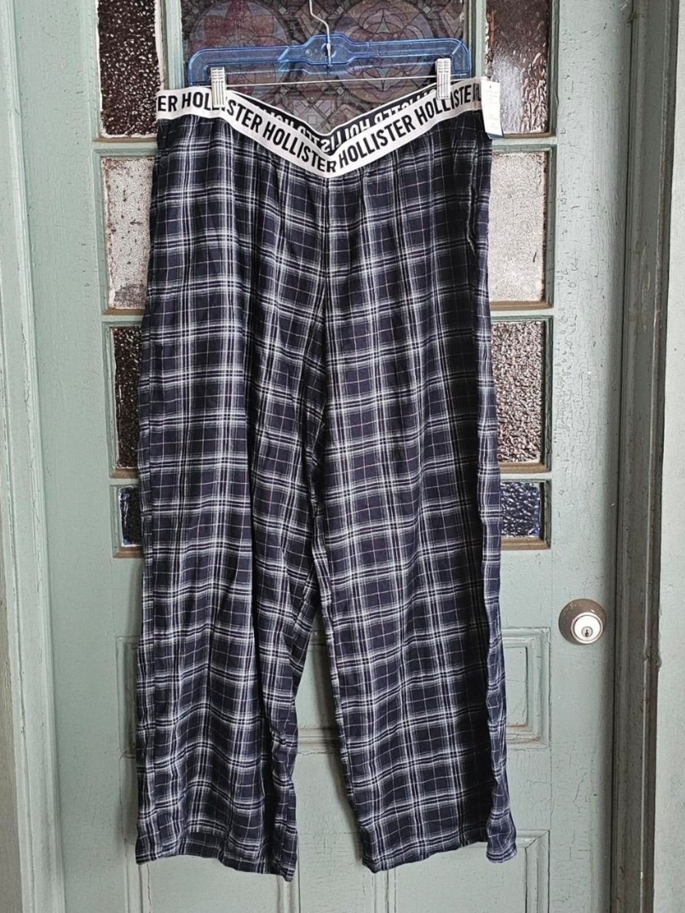 Hollister Plaid Lounge Pants - Blue & White